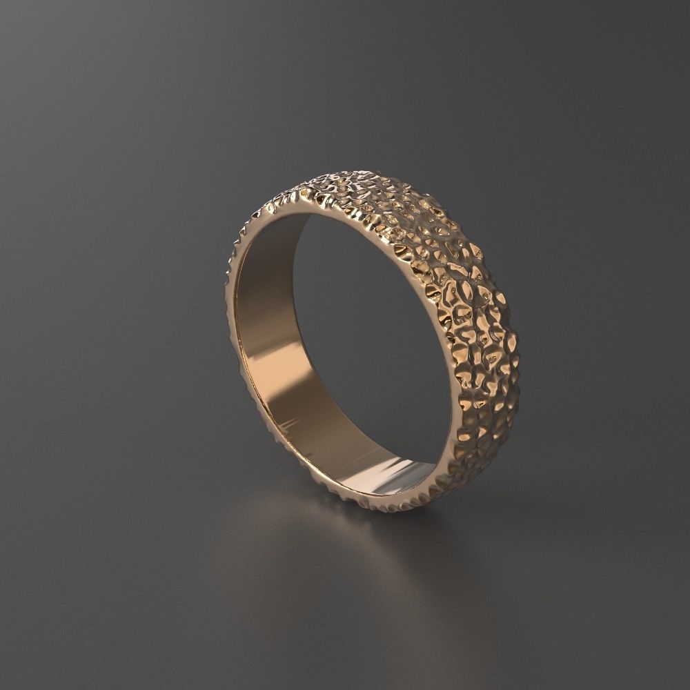 textured silver ring 3D print model_2
