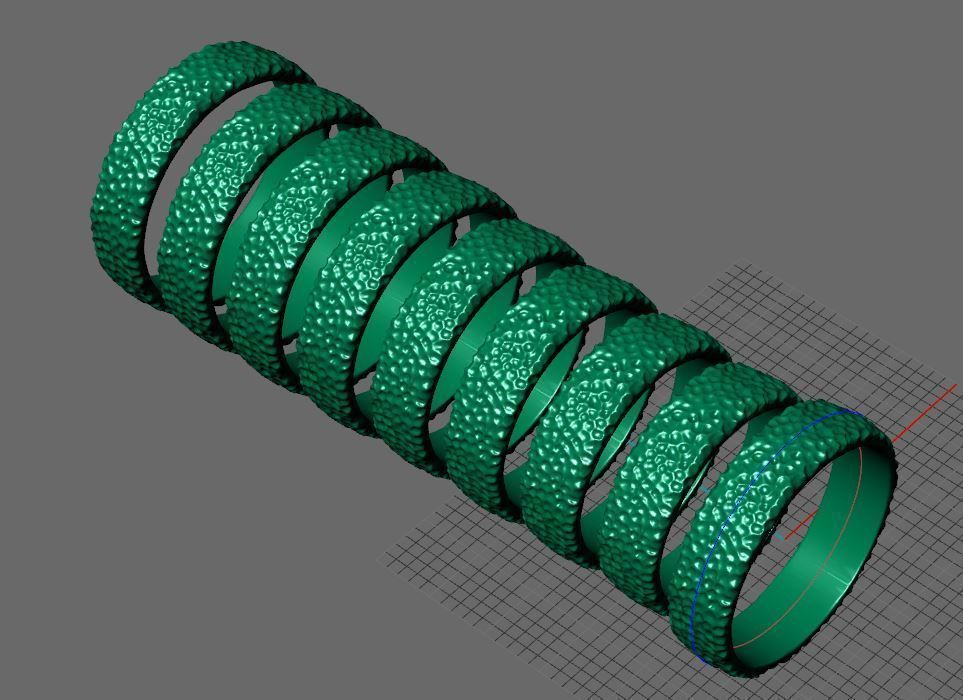 textured silver ring 3D print model_6