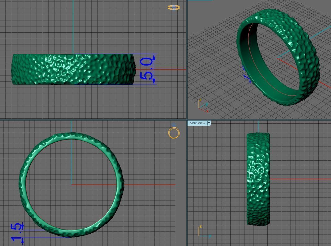 textured silver ring 3D print model_7