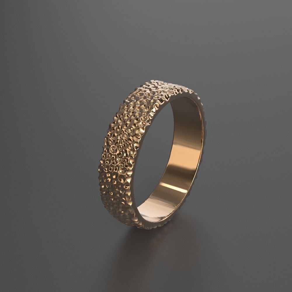 textured silver ring 3D print model_3