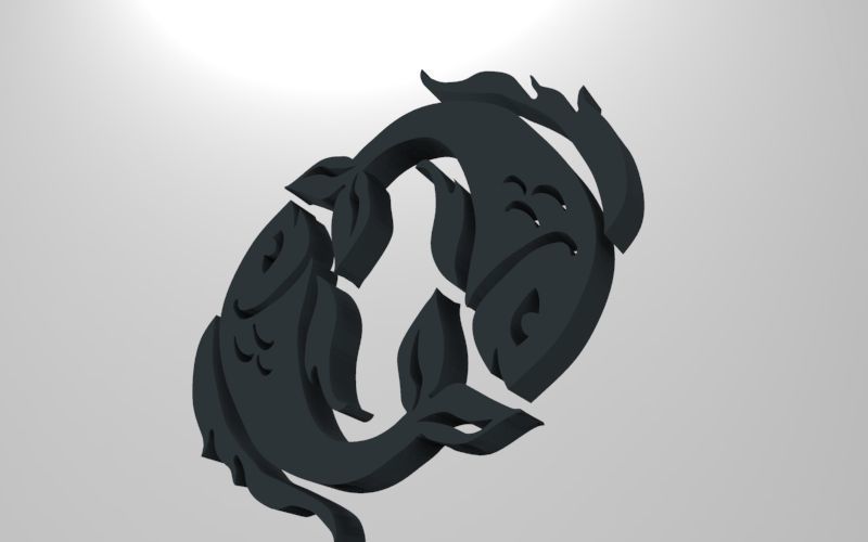 Pisces 3D zodiac symbol with two fish in middle Free 3D print model_66