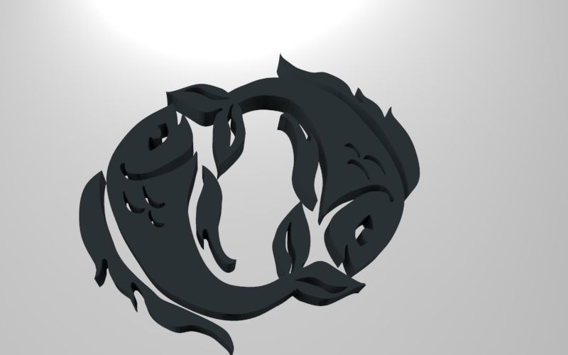 Pisces 3D zodiac symbol with two fish in middle Free 3D print model_63