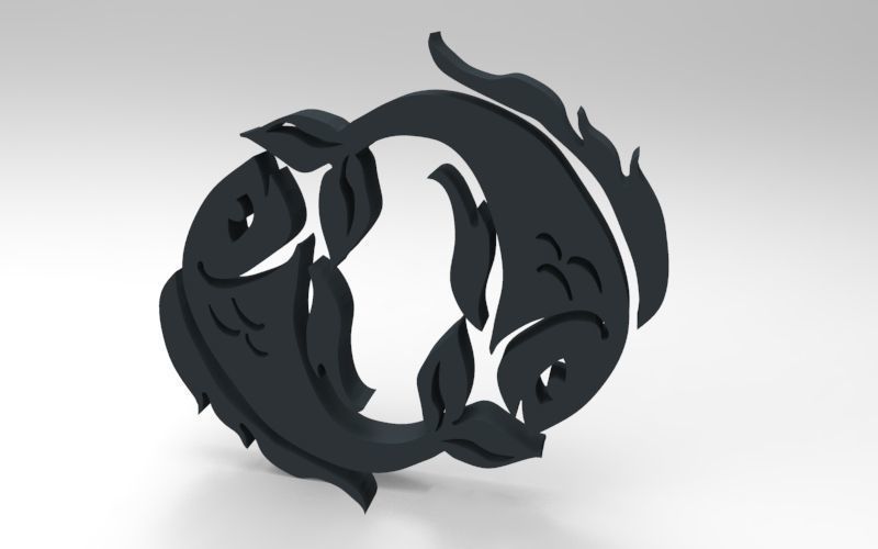Pisces 3D zodiac symbol with two fish in middle Free 3D print model_101