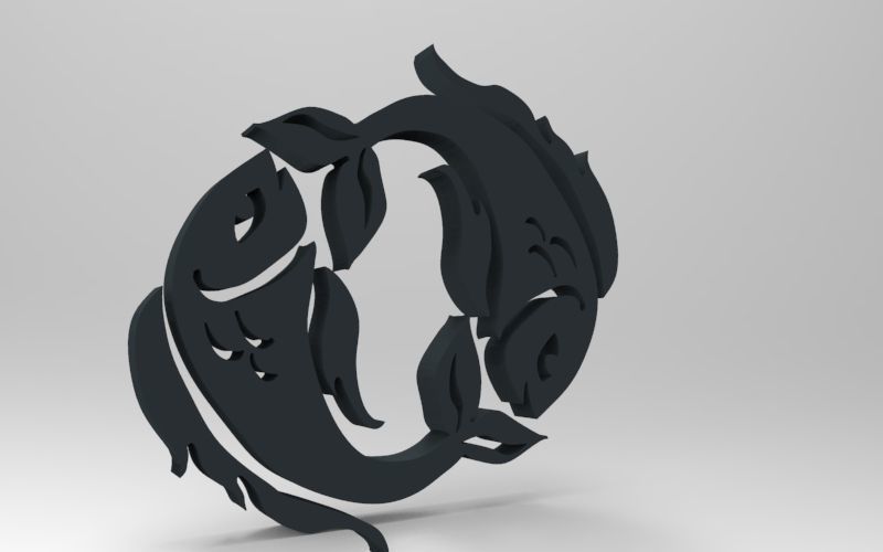 Pisces 3D zodiac symbol with two fish in middle Free 3D print model_85
