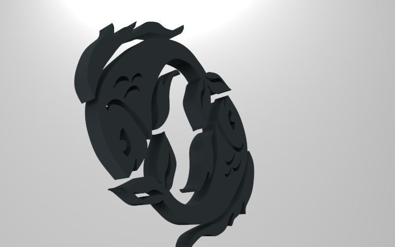 Pisces 3D zodiac symbol with two fish in middle Free 3D print model_69