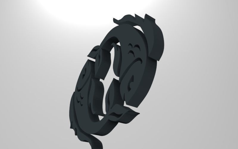 Pisces 3D zodiac symbol with two fish in middle Free 3D print model_68
