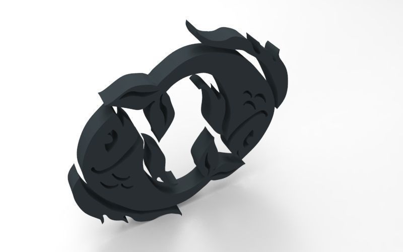 Pisces 3D zodiac symbol with two fish in middle Free 3D print model_116