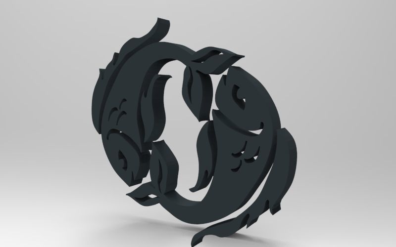 Pisces 3D zodiac symbol with two fish in middle Free 3D print model_73