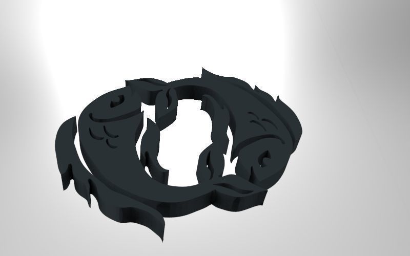 Pisces 3D zodiac symbol with two fish in middle Free 3D print model_44