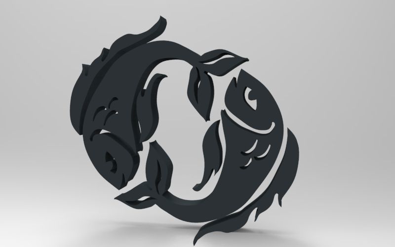 Pisces 3D zodiac symbol with two fish in middle Free 3D print model_92