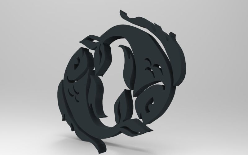 Pisces 3D zodiac symbol with two fish in middle Free 3D print model_82