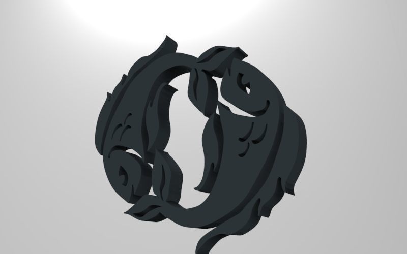 Pisces 3D zodiac symbol with two fish in middle Free 3D print model_50