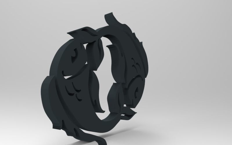 Pisces 3D zodiac symbol with two fish in middle Free 3D print model_83