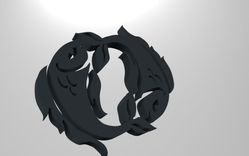 Pisces 3D zodiac symbol with two fish in middle Free 3D print model_62