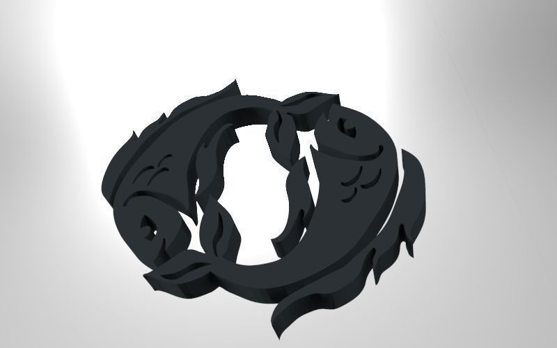 Pisces 3D zodiac symbol with two fish in middle Free 3D print model_57