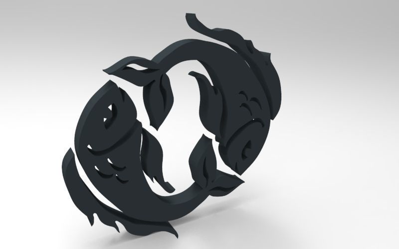 Pisces 3D zodiac symbol with two fish in middle Free 3D print model_100