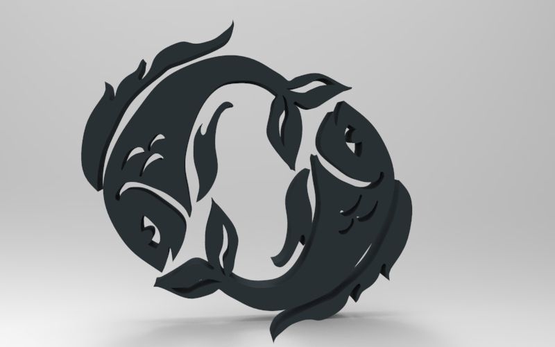 Pisces 3D zodiac symbol with two fish in middle Free 3D print model_91