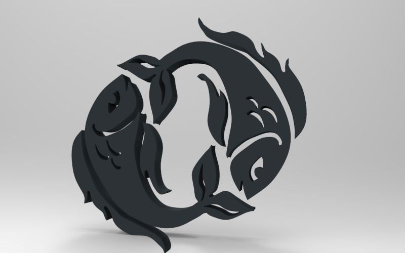 Pisces 3D zodiac symbol with two fish in middle Free 3D print model_86