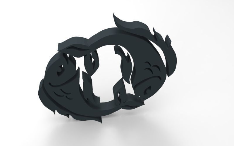 Pisces 3D zodiac symbol with two fish in middle Free 3D print model_118