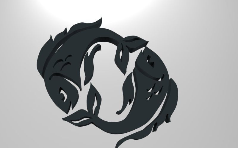 Pisces 3D zodiac symbol with two fish in middle Free 3D print model_71