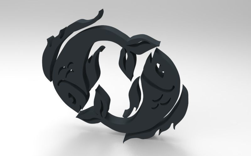Pisces 3D zodiac symbol with two fish in middle Free 3D print model_111
