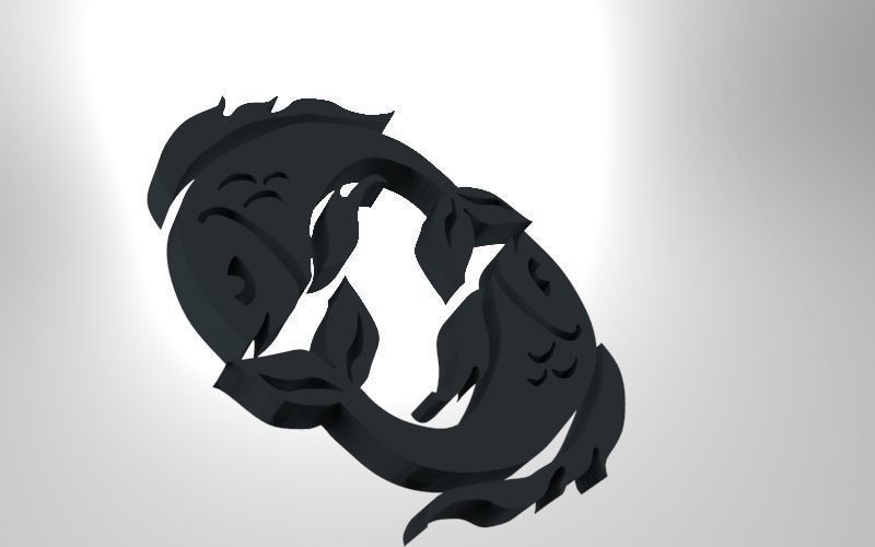 Pisces 3D zodiac symbol with two fish in middle Free 3D print model_53