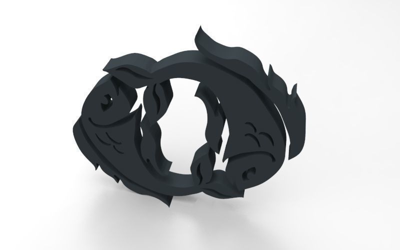 Pisces 3D zodiac symbol with two fish in middle Free 3D print model_119