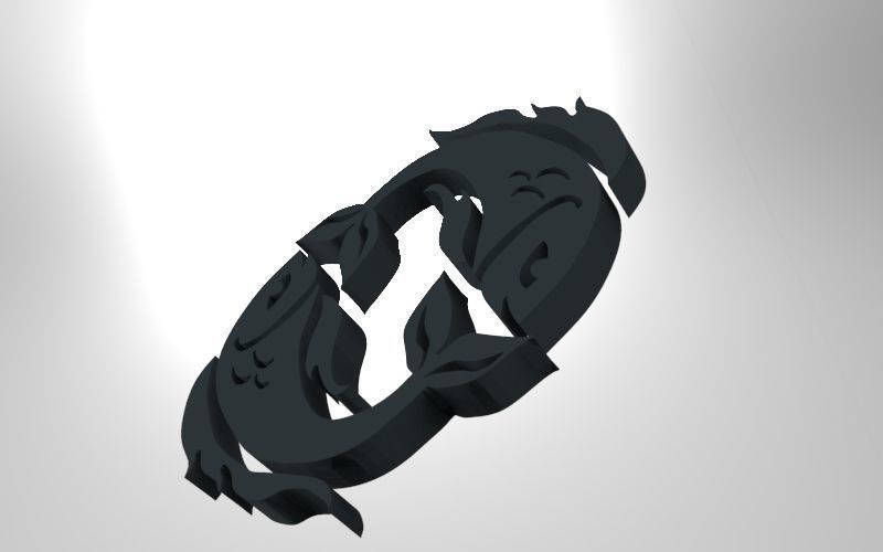 Pisces 3D zodiac symbol with two fish in middle Free 3D print model_47