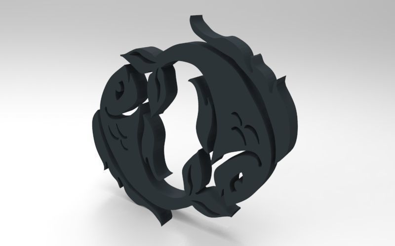 Pisces 3D zodiac symbol with two fish in middle Free 3D print model_102