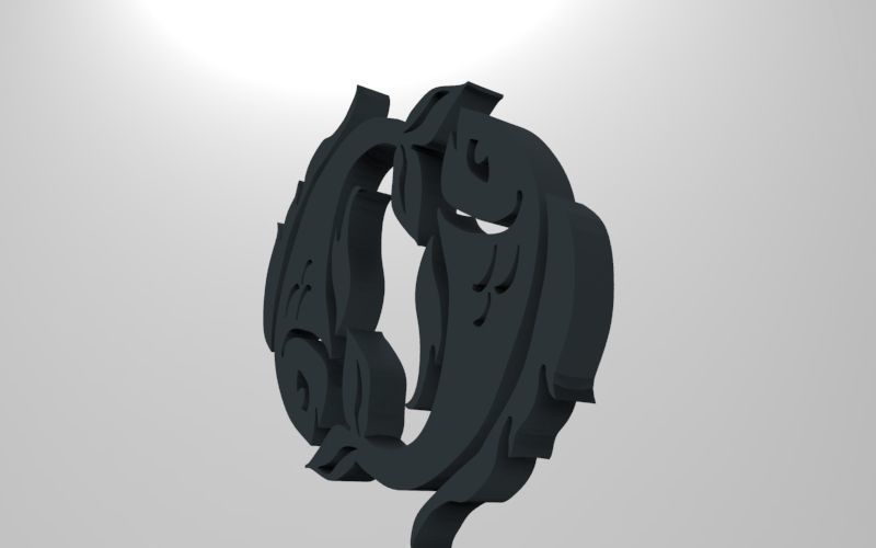 Pisces 3D zodiac symbol with two fish in middle Free 3D print model_59
