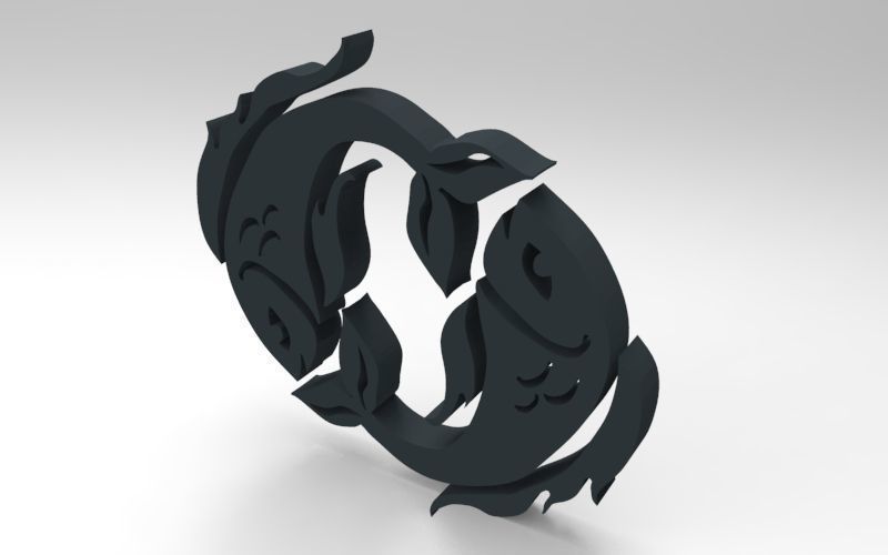 Pisces 3D zodiac symbol with two fish in middle Free 3D print model_94