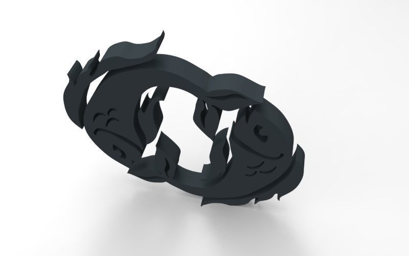 Pisces 3D zodiac symbol with two fish in middle Free 3D print model_128