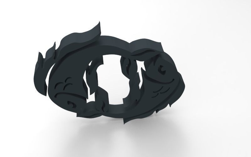 Pisces 3D zodiac symbol with two fish in middle Free 3D print model_125