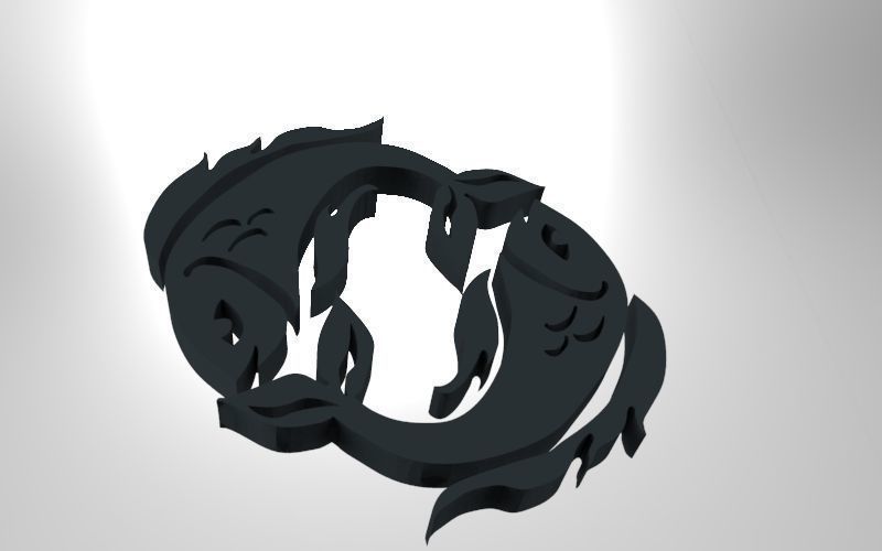 Pisces 3D zodiac symbol with two fish in middle Free 3D print model_54
