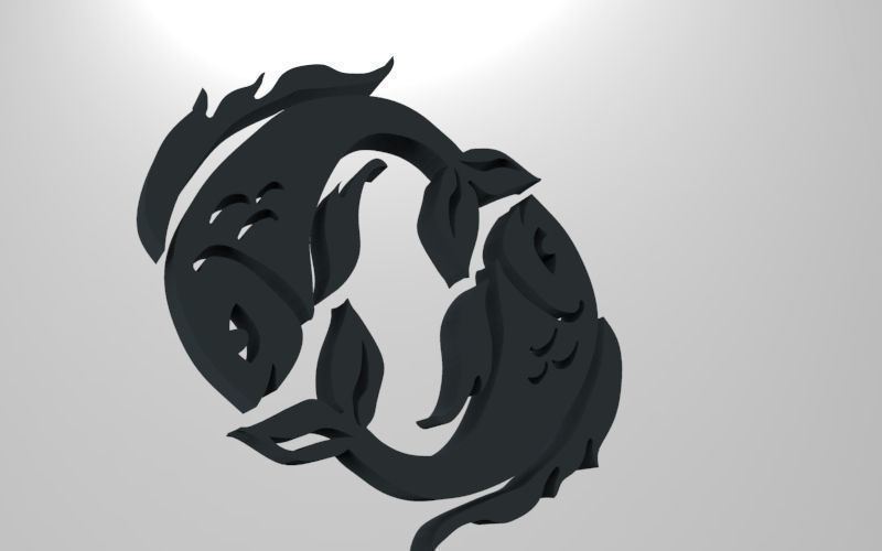 Pisces 3D zodiac symbol with two fish in middle Free 3D print model_70