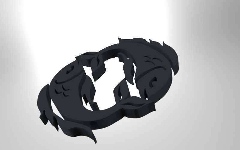 Pisces 3D zodiac symbol with two fish in middle Free 3D print model_55
