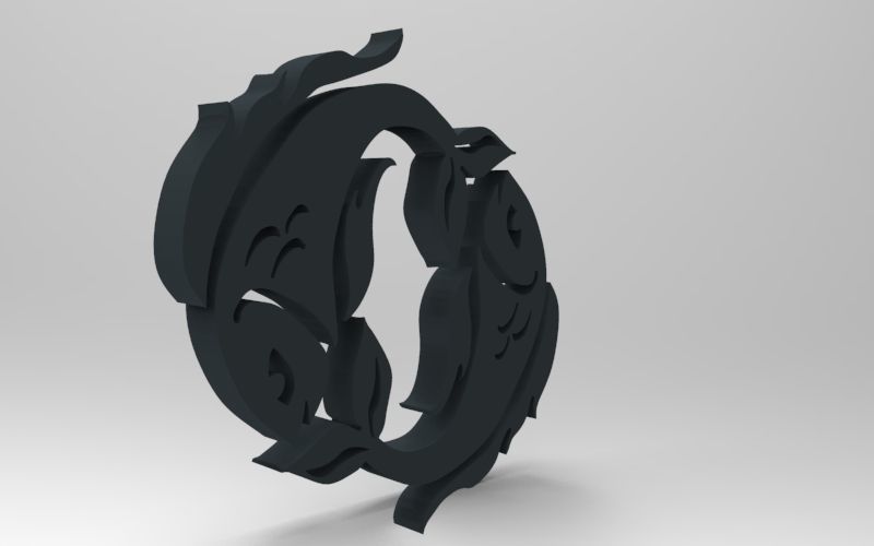 Pisces 3D zodiac symbol with two fish in middle Free 3D print model_88