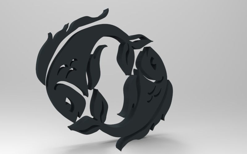 Pisces 3D zodiac symbol with two fish in middle Free 3D print model_90