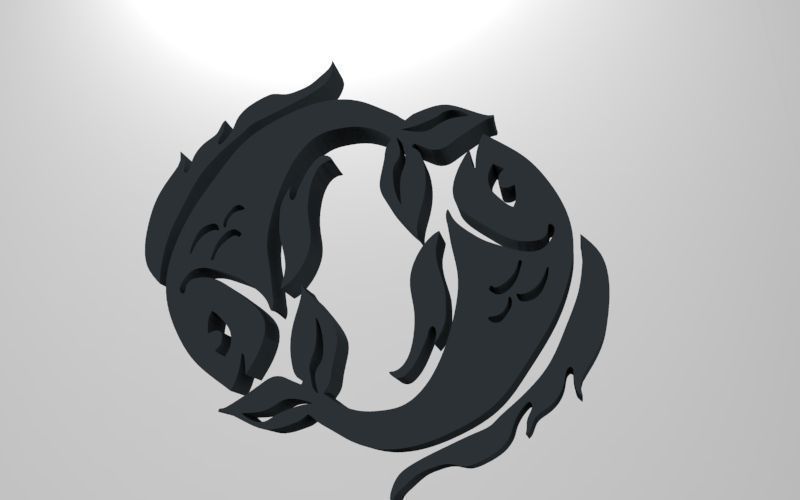 Pisces 3D zodiac symbol with two fish in middle Free 3D print model_72