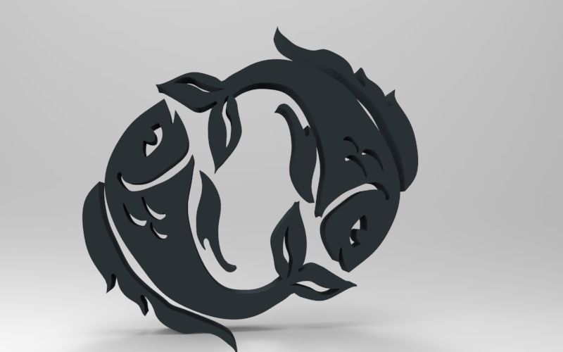 Pisces 3D zodiac symbol with two fish in middle Free 3D print model_87