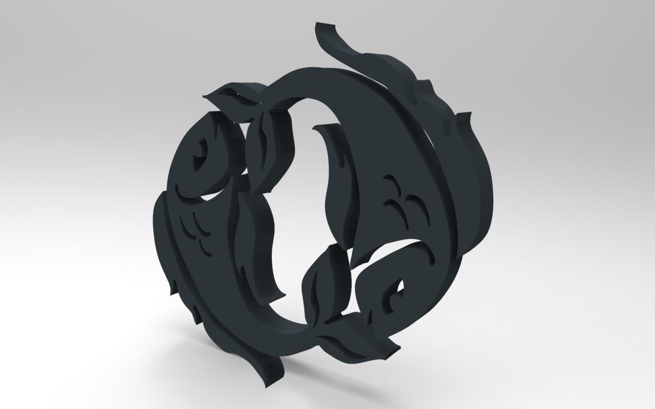 Pisces 3D zodiac symbol with two fish in middle Free 3D print model_2
