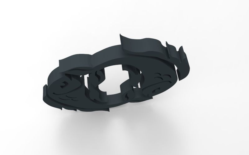 Pisces 3D zodiac symbol with two fish in middle Free 3D print model_141
