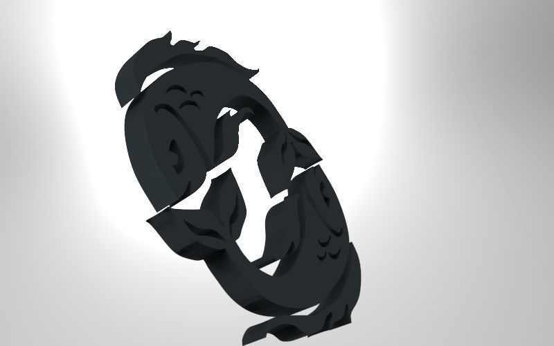 Pisces 3D zodiac symbol with two fish in middle Free 3D print model_52