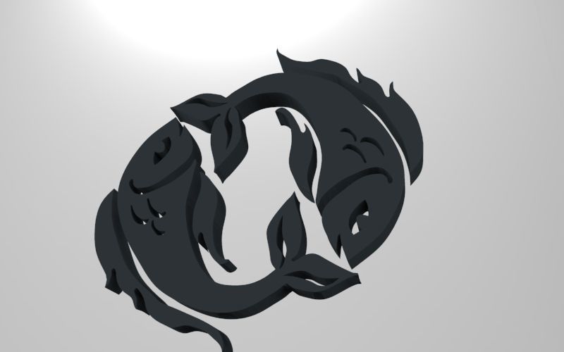 Pisces 3D zodiac symbol with two fish in middle Free 3D print model_76