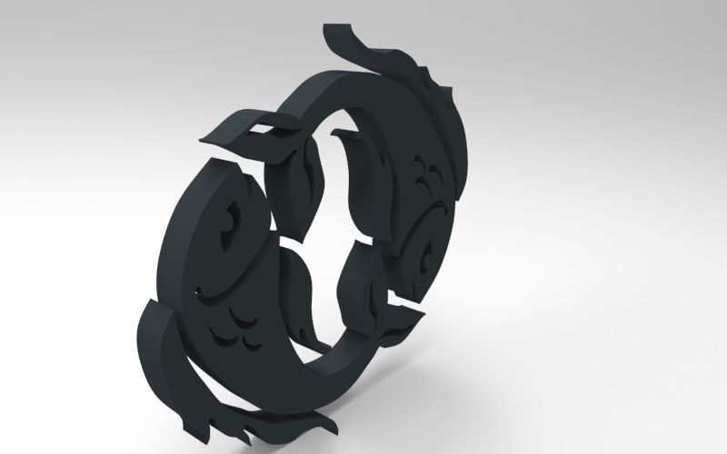 Pisces 3D zodiac symbol with two fish in middle Free 3D print model_98