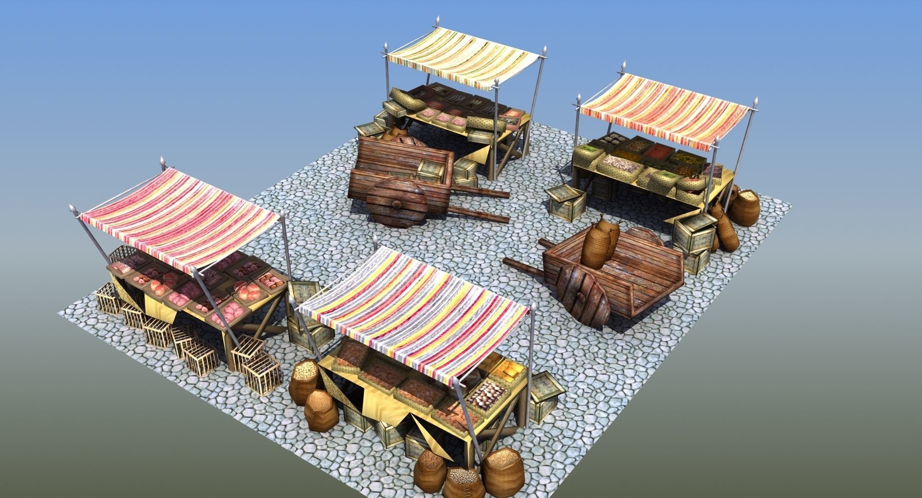 Market train set 3D model_10