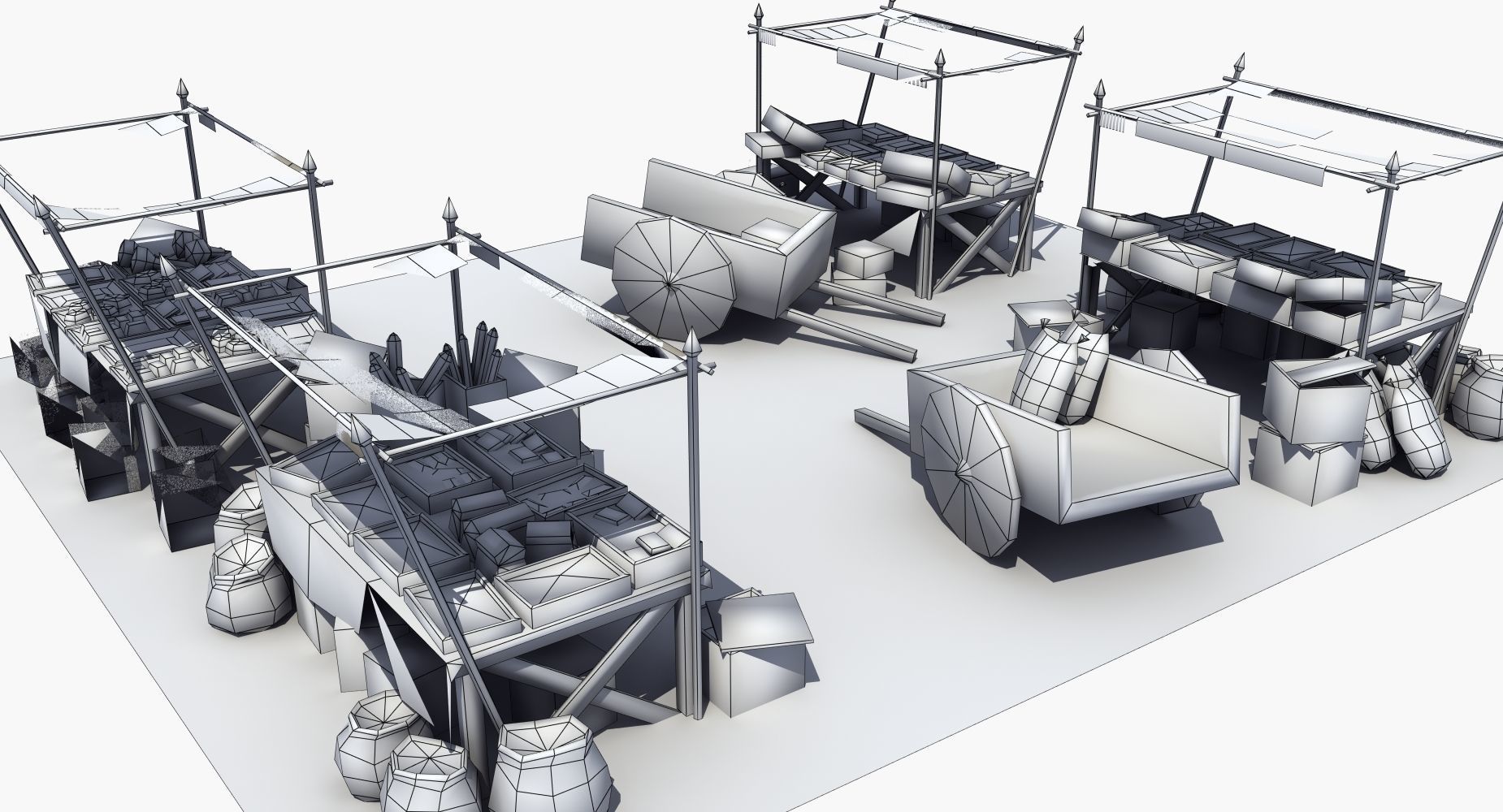 Market train set 3D model_2