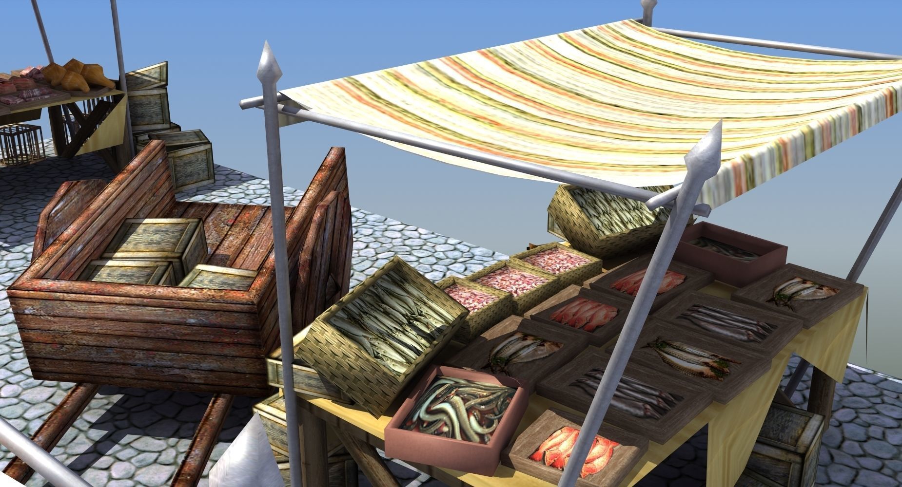 Market train set 3D model_1