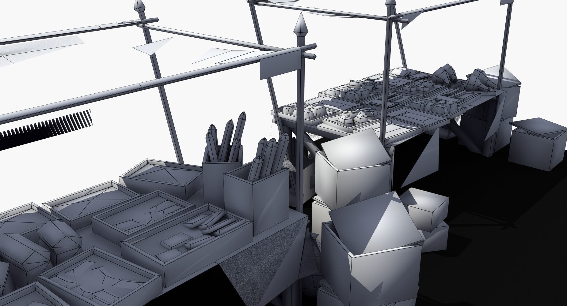 Market train set 3D model_8