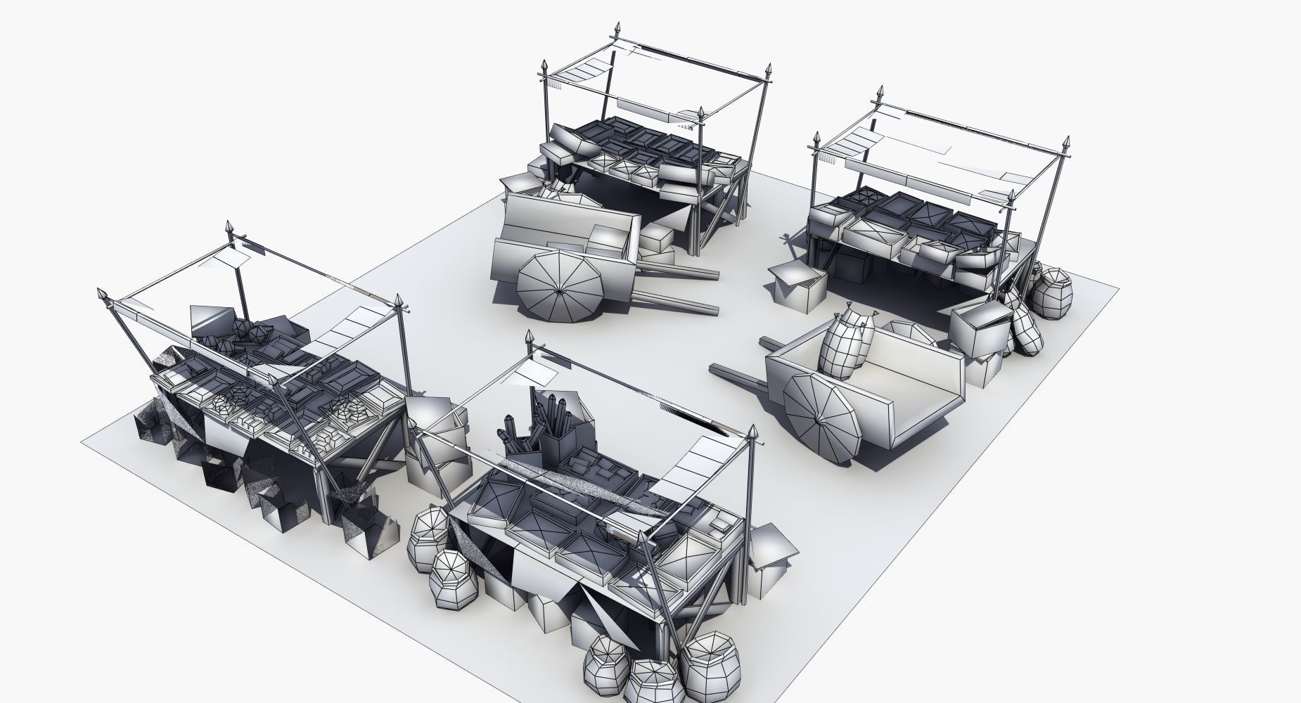 Market train set 3D model_6